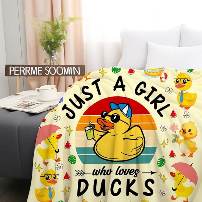 Cute Duck Blanket Ultra Soft Ducks Themed Gifts for Women Kids Boys Girls Cartoon Ducks Decorative Blankets for Bed Chair Couch Bedroom 50"X40"