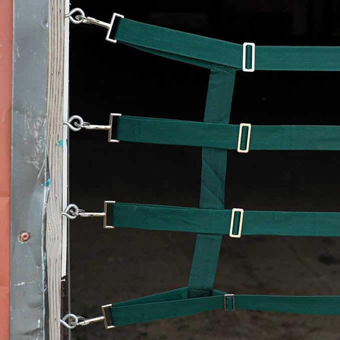 Dura-Tech Aisle Guard | Color Green | Expands 10' to 12' | High Visibility Nylon Mesh | Promotes Maximum Airflow | Comes with Installation Kit Quality