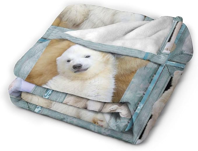 Polar Bear Throw Blanket Cozy Plush Cute Bears Flannel Fleece Ultra Soft Blankets Lightweight Fuzzy Party Blanket Gifts for Girls Women Men Boys Bed Couch Sofa 50"x40"