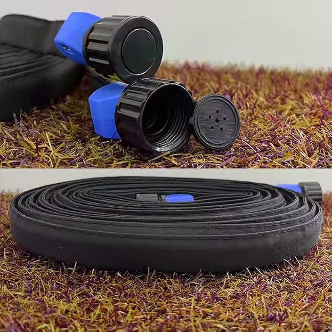 100 ft Soaker Hose – Flat Soaker Hose 100 ft for Lawn, Raised Beds & Flower Gardens – Lightweight PVC Drip Hose, Water-Saving Irrigation, Flexible & UV-Resistant