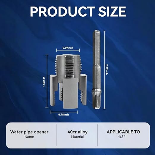 PVC Pipe Threader Kit, Integrated Internal & External Dual-Function Dies, 1/2" & 3/4" Pipe Threading Tool, Electric Drill Compatible Rethreading Head for Easy Home Repair（1PCS 1/2"(DN15)