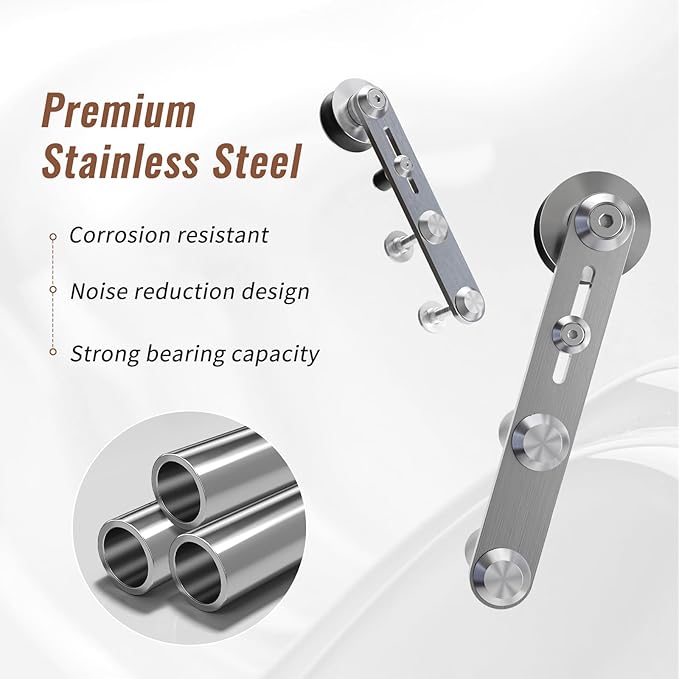 11FT Stainless Steel Sliding Barn Door Hardware Kit,Slide Smoothly Quietly,Easy Install,Heavy Duty Sturdy Barn Door Track for 63" Single Wood Door