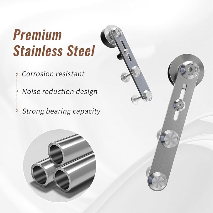 6.6FT Stainless Steel Sliding Barn Door Hardware Kit, Slide Smoothly Quietly,Easy Install,Heavy Duty Sturdy Barn Door Track for 40" Single Wood Door