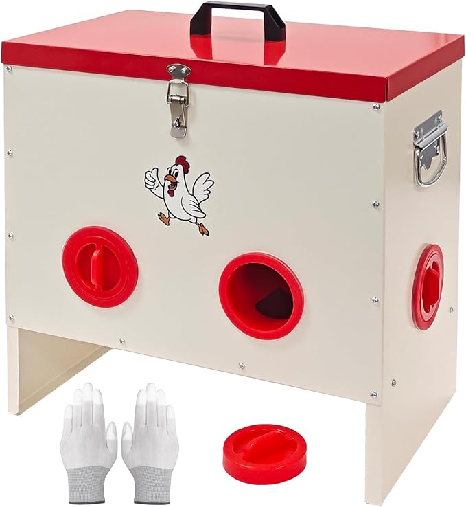 Metal Chicken Feeder 30-50 LBS Capacity, Automatic Poultry Feeder with 6 Ports, No-Waste Weather-Resistant Animal-Proof Gravity Feeder Outdoor Feed Bin for Chickens Ducks Geese Turkeys