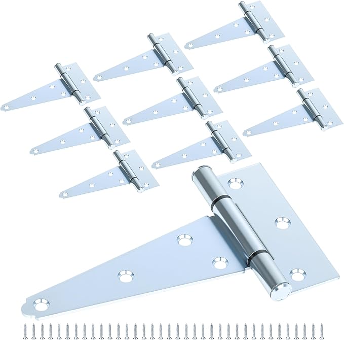 HOME MASTER HARDWARE 5 in Gate T Strap Hinges Zinc-Plated Heavy Duty T-Hinges with Screws for Sheds, Storage, Gates, and Barns(10 Pack)
