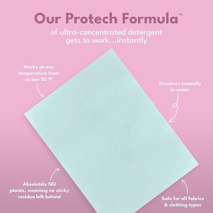 Zero Trace All Natural Baby Laundry Detergent Sheets - Powerful Eco-Friendly Travel Laundry Strips for Sensitive Skin (144 Loads 72 Sheets)