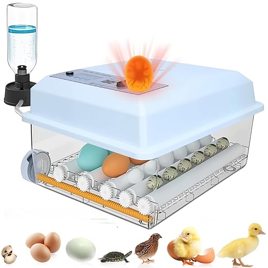 Incubators for Hatching Eggs 16 Egg Automatic Egg Incubator with Temperature Control Humidity Control and Display for Goose Chicken Duck Quail Pigeon Eggs Auto Turner,Light Blue