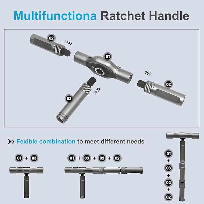 24 in 1 Magnetic Ratchet Screwdriver Set, Magnetic DIY Multi Bit Ratcheting Screwdriver Set, Removable Self-Assembly Portable Repair Tool kit for PC Mobile/Watch/Electronics/Bicycle