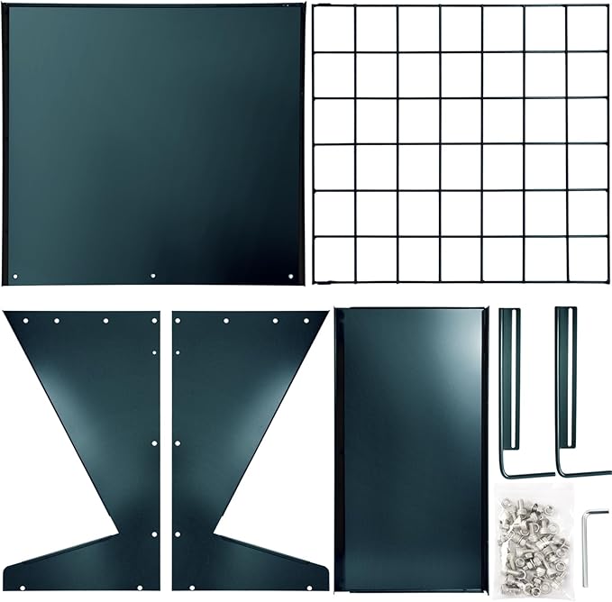 Wall Mount Hay Rack, Heavy-Duty Galvanized Metal 2 in 1 Hay and Grain Feeder, Livestock Feeder with Adjustable Distance, Hay Feeder for Goats, Sheep, Horse