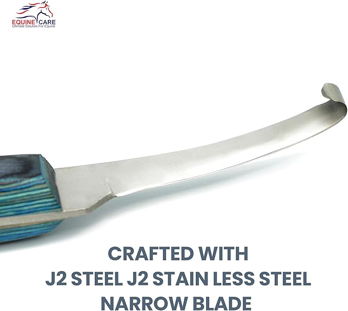 Equine Care Left-Handed Hoof Knife – Narrow Razor-Sharp J2 Stainless Steel Blade, Ergonomic Non-Slip Handle | Professional Farrier Tool for Trimming Horse, Cow, and Goat Hooves | Rust-Resistant.