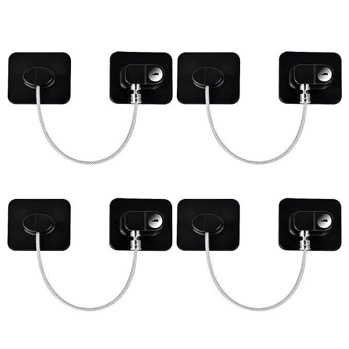 YEYA Upgraded Refrigerator Locks 4 Pack, Baby Proof Cabinet Locks with Keys, Safety Cabinets Door for Toddler