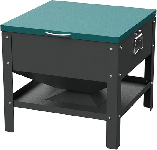 Portable Metal Chicken Feeder with Waterproof Lid, Freestanding Chicken Feeding Box with 80 lbs Large Capacity for Chickens, Green