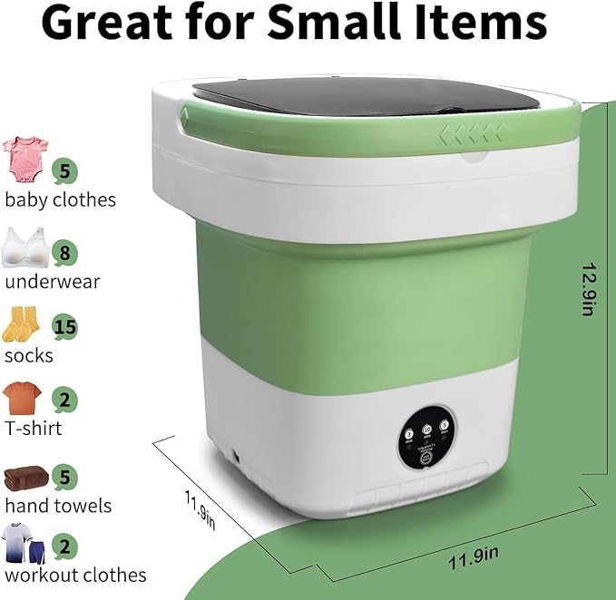 Portable Washing Machine, 16L Upgraded Mini Laundry Machine with Spin Basket, 3 Cleaning Modes Suitable for Small Clothes, Foldable Design Ideal for Home, Campain, Hotel and Apartment