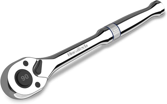 DURATECH 1/4-Inch Drive Ratchet, 90-Tooth Quick-release Ratchet Wrench, Reversible, Chrome Alloy Made, Full Polished, Stocking Stuffers for Men Gifts for Men Gifts for Women gifts for dad