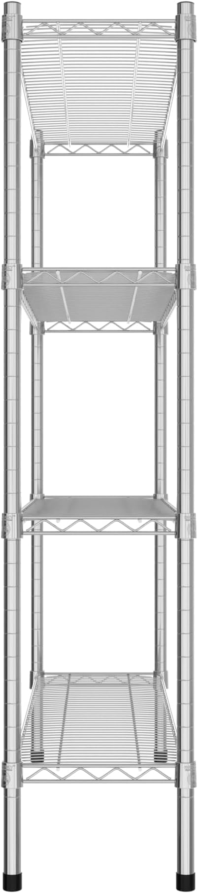 Commercial NSF Listed Chrome Stationary Wire Shelving Kit 12" x 42" x 54", with 4 Shelves Perfect for Warehouse, Walk-in Refrigerator, Freezer, Grocery Store, Restaurant, Dishroom