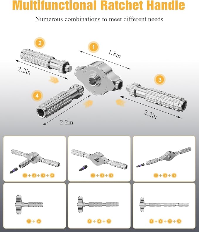 40 in 1 Magnetic Ratchet Screwdriver Set, Multi Bit Ratcheting Screwdriver Set with Detachable Ratchet Handle, Repair Tool Kit for Computer Bicycles Furniture DIY
