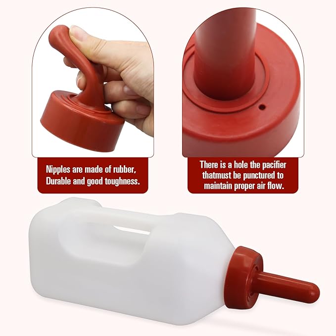 2 Quart Calf Nursing Feeding Bottle with a Replacement Nipple, Calves Nursing Milk Feeding Bottle with Handle Livestock Supplie
