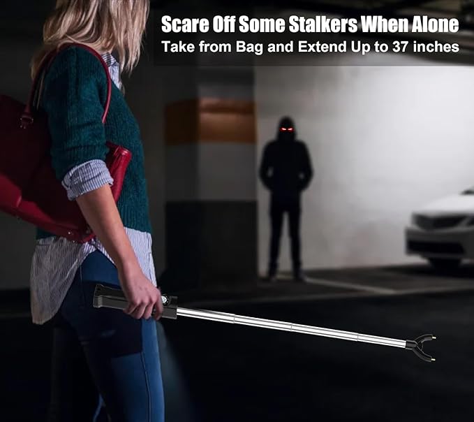 Cattle Prod Rechargeable with Led Light, Waterproof Cattle Prod for Dogs, Retractable Cattle Prod Self Defense, Lightweight Dog Cattle Prod Livestock, Cow Prod, Electric Cattle Prod, 37 Inch, Black