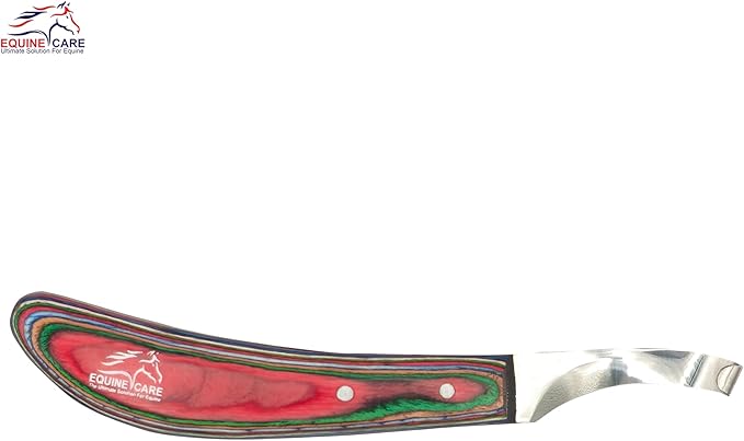 Equine Care Farrier Hoof Knife (Left-Handed) | Razor Sharp J2 Stainless Steel Blade, Ergonomic Handle | Professional Grade Precision Tool for Horse, Cow, Goat & Livestock Hoof Trimming & Shoeing.