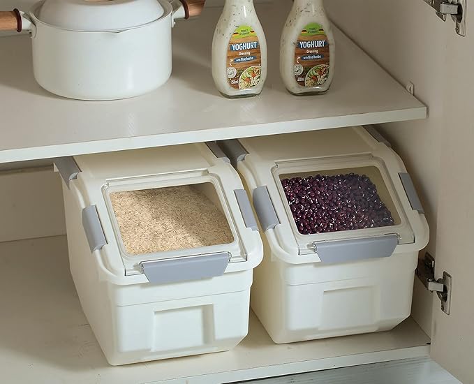 CITY BABY 2 Pack Airtight Flour Storage Container With Scoop,Dry Food, Sugar, Baking Supplies,Rice Container Set -BPA Free- Pet Food Storage Container,Dog Cat Birds Food Bin(50LB)