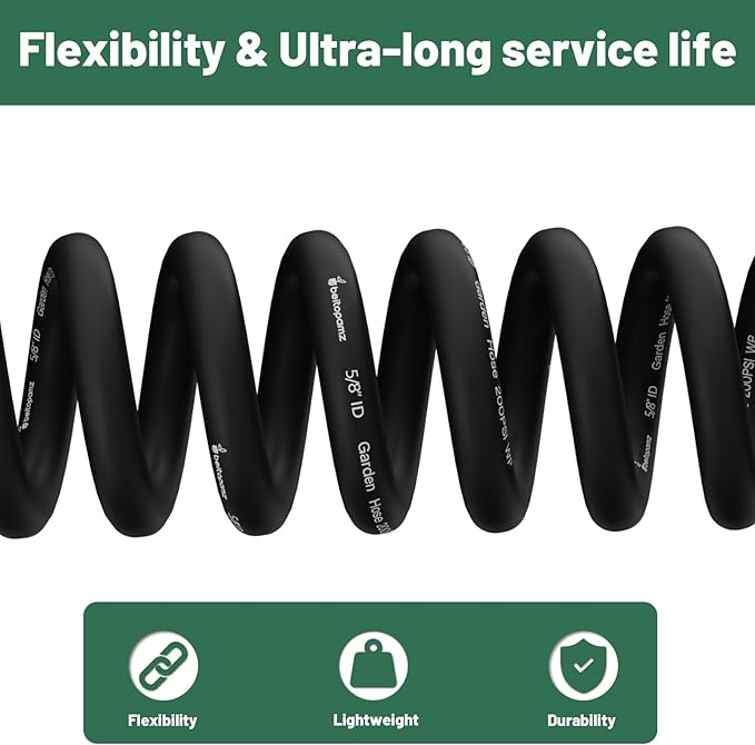 Short Garden Hose 1 ft x 5/8 in Male to Female Heavy Duty Small Water Hose Extend Connector, Lightweight Rubber Hybrid Leader Hose, Leak-Free Connections, Black