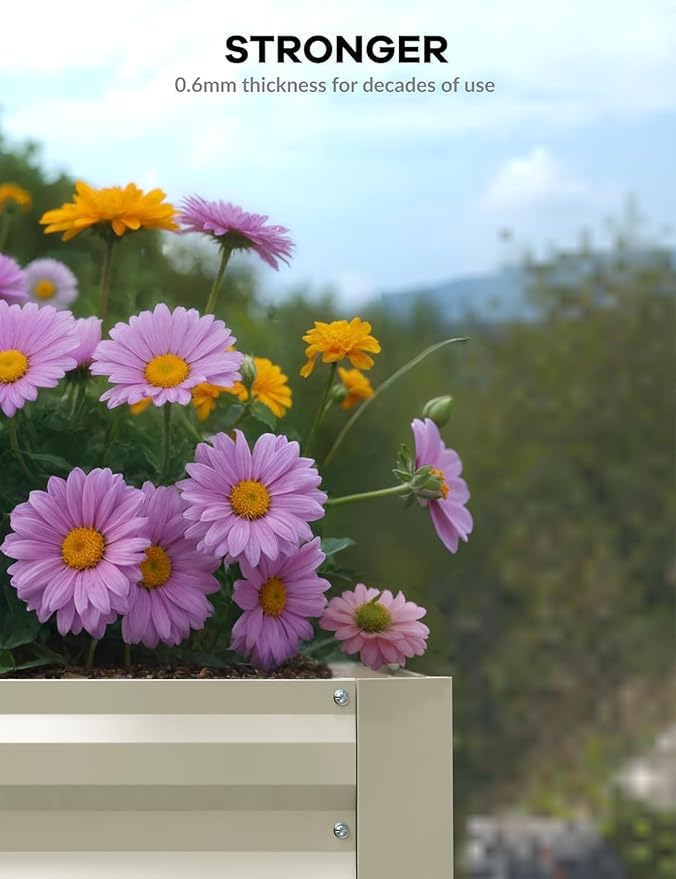 2pcs 6x3x2 ft Galvanized Raised Garden Bed, 24" Tall Metal Planter Box for Flowers Herbs Vegetables, Rust-Resistant Raised Garden Beds for Gardening, Easy Assembly Outdoor Garden Box & Planters, Beige