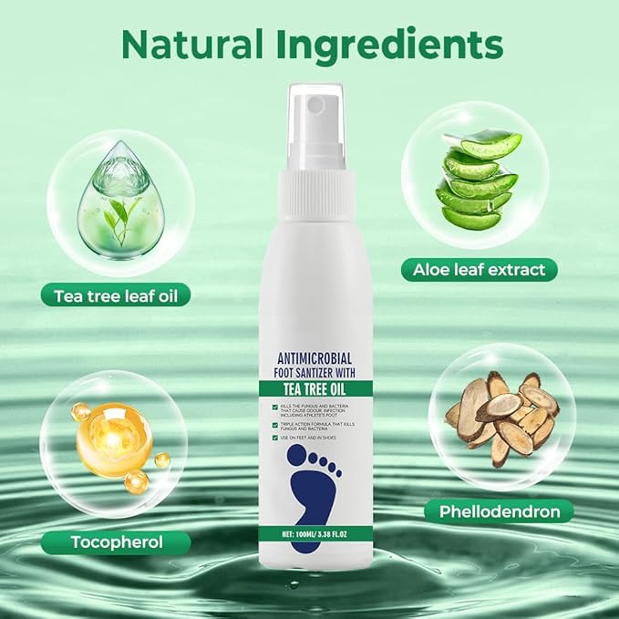 Antimicrobial Foot Spray with Tea Tree Oil, Quick Antiperspirant to Remove Foot Odor and Refreshing and Comfortable (2)