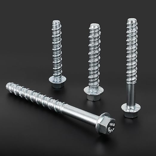 1/2 x 6 25pcs Concrete Screws, Nickel Plated Concrete Screw Drill Bit Set for Anchoring Masonry, Brick or Concrete Block (25pcs)