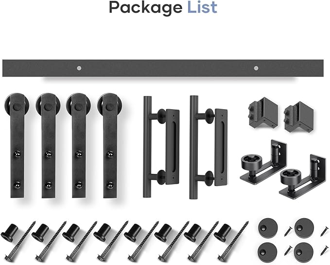 EaseLife 10 FT Double Sliding Barn Door Track and Handle Hardware Kit,Straight Pulley,Slide Smoothly Quietly,Easy Install (10FT Track Kit for 27"~30" Wide Double Door)