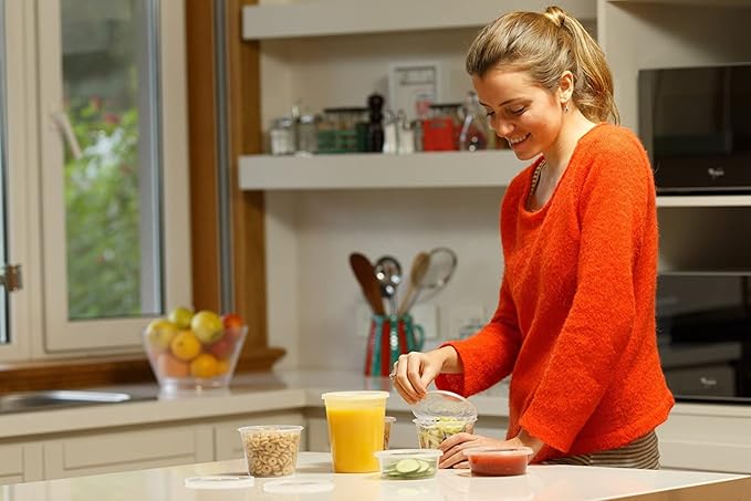 Healthy Packers Food Storage Containers with Airtight Lids (8 oz, 24 Pack) - Clear Plastic Food Storage Jars - Great for Your Slime Kit - BPA Free| Leakproof - Microwaveable - Reusable & Freezer Safe