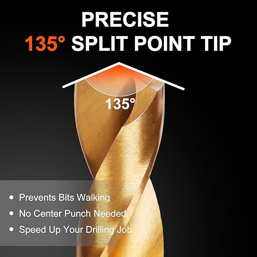 COMOWARE 100 Pcs Titanium Drill Bit Set - High Speed Steel for Steel, Wood, Plastic, Metal, Copper, Aluminum Alloy with Storage Case, 3/64"-3/8"