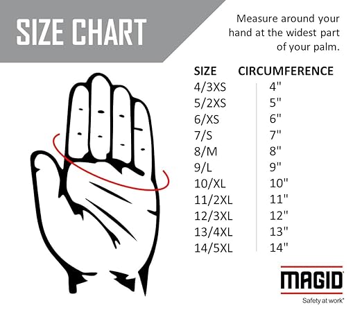 MAGID D-ROC ANSI A4 Oil & Liquid Absorbing TriTek Work Gloves, 12 Pairs, Size 6/XS (DXG49)