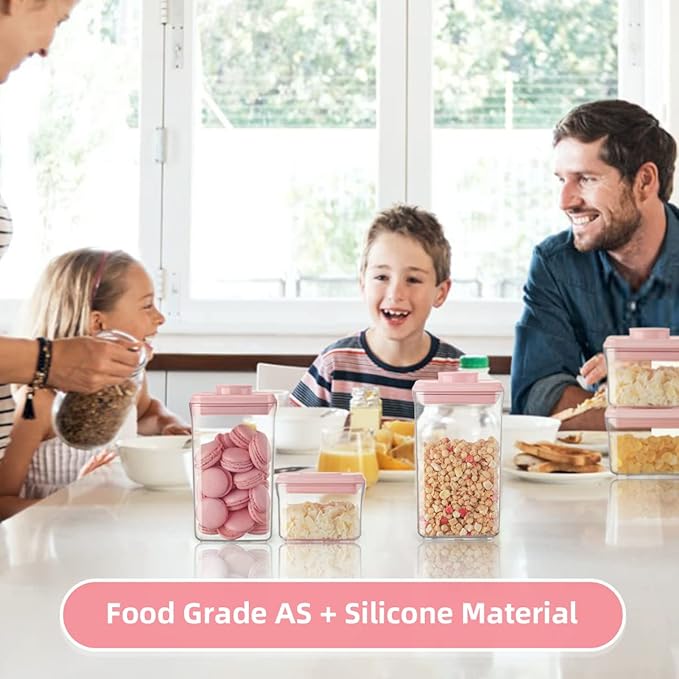 Ankou Airtight Food Storage Container - 7 Pcs One Button Handy Container Stackable Food Containers for Snacks Candy Salt Herbs Spices Coffee Bean Formula Popcorn BPA-Free Tight Seal