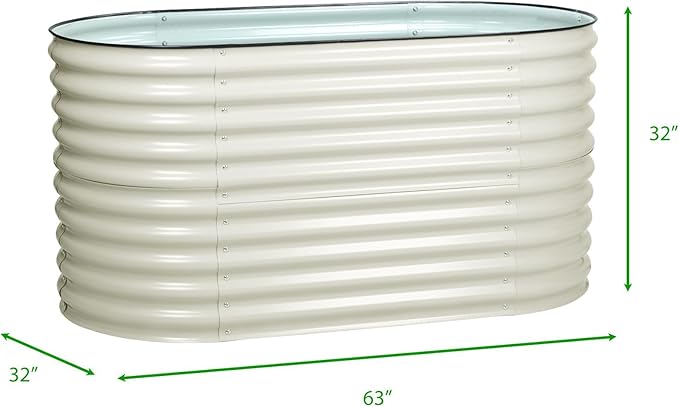 BPS 2-in-1 Metal Raised Garden Bed, 5.3x2.7 FT Galvanized Planter Raised Beds for Vegetables, Flowers 31'' Extra Tall