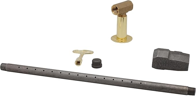 Supplying Demand LLKIT-LPA-PBR Fireplace Fire Pit | Log Lighter Install Kit with Straight Pattern LP Gas Log Lighter, 1/2" Angle Stop Valve - Polished Brass with Escutcheon and 3" Key
