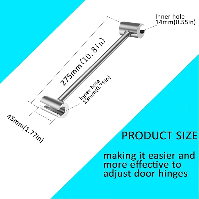 Door Hinge Adjustment Tool, Hinge Gap Adjustment Wrench, Heavy Duty DoorHinge Repair Tool, Hinge Gap Adjusting Wrench, Residential Doorhinge Adjustmenttool, 14-19mm(0.55-0.75in)