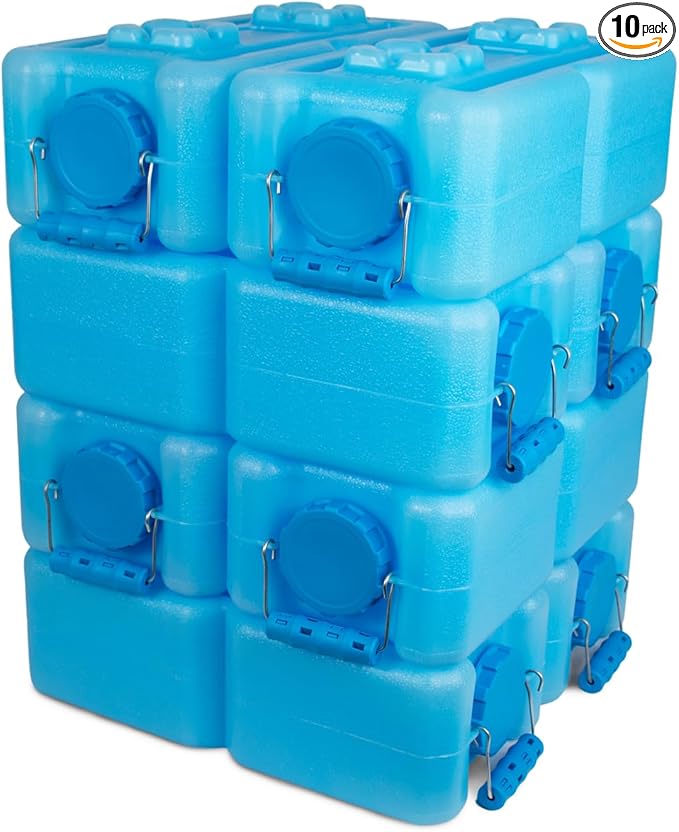 WaterBrick International WaterBrick Water Storage Containers for Emergency Water Storage | 10-Pack of Stackable 3.5 Gallon Water Container Bricks | Food-Grade HDPE Plastic | BPA-Free | STD Blue