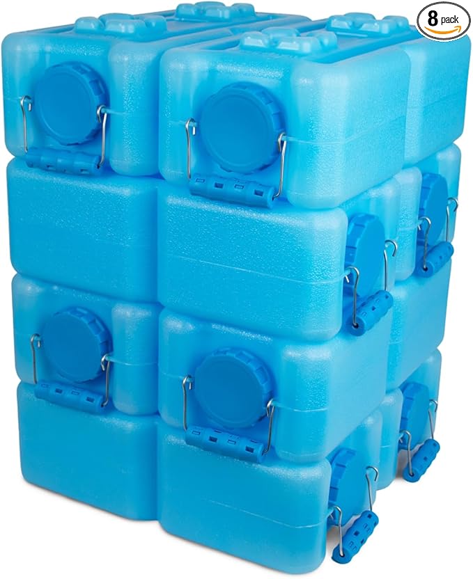 WaterBrick International Water Storage Containers for Emergency Water Storage | 8-Pack of Stackable 3.5 Gallon Water Container Bricks | Food-Grade HDPE Plastic | BPA-Free | STD Blue
