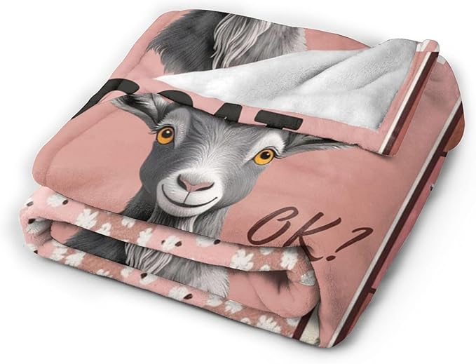 Goat Blanket, Soft Plush Fleece Farm Animal Throw Blanket - Cozy Warm Stuffed Blankets Bedding Goat Gifts for Women Girls Kids Adults 50"X60"