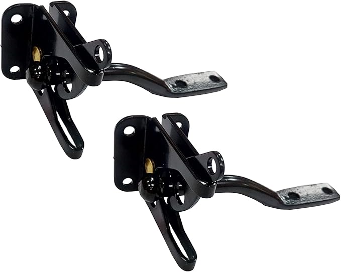 QCAA Self-Locking Gate Latch, 2-1/8",Steel, Black, 2 Pack, Made in Taiwan
