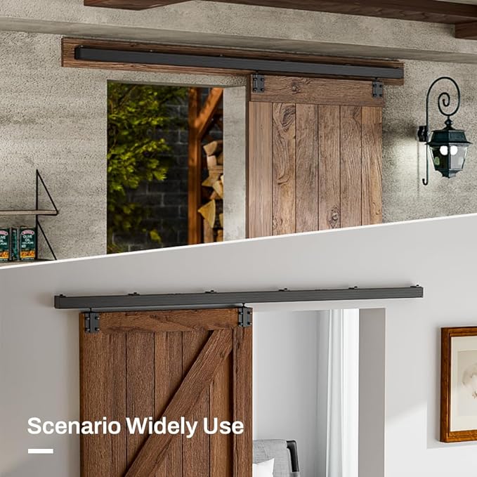 79.2"/6.6FT Box Rail Hardware Heavy Duty Sliding Barn Door Track, Aluminium Alloy Wall Mount Kit for Single Door, Smoothly and Quietly Easy to Install (No Door), HMD-P66SKB