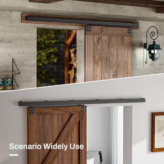 96"/8FT Box Rail Hardware Heavy Duty Sliding Barn Door Track, Aluminium Alloy Wall Mount Kit for Single Door, Smoothly and Quietly Easy to Install (No Door)