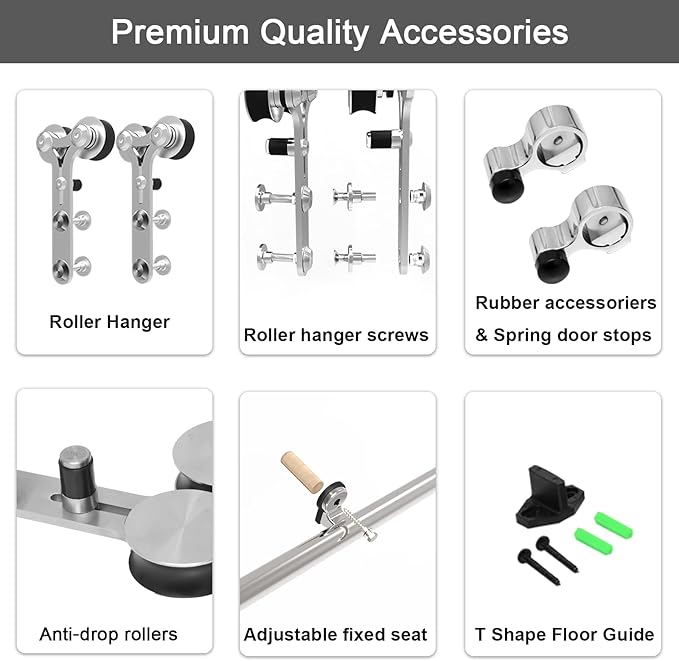 TSMST 7FT Sliding Barn Door Hardware Kit, Stainless Steel Heavy Duty Sturdy Barn Door Track for Single Wood Door, Slide Smoothly Quietly (Y Style)