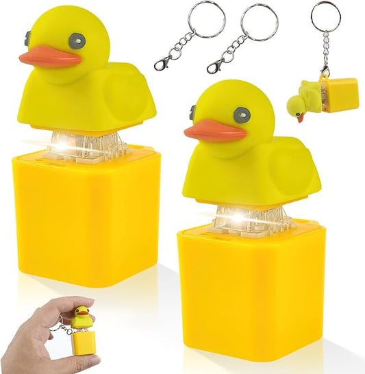 2pcs Duck Quacking Fidget Toys Keychain, Ducky Caps Keychains Squeaky, Clicker Sensory Keychains, Finger Fidget Clicker with Light & Sound, Ducky Caps Keychain, Fun & Portable Anxiety Relief Toy