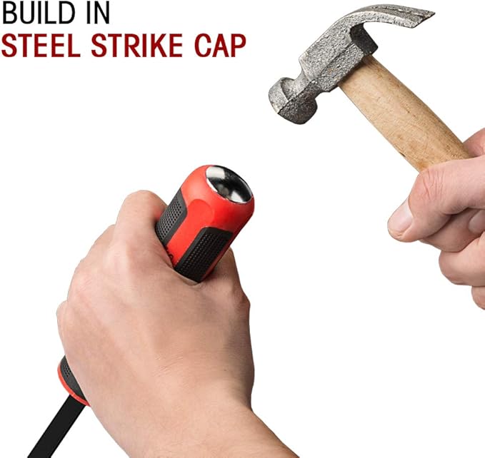 Pry Bar Set, 5-Piece Heavy Duty Pry Bars with Thicker Strike Caps, Mechanic Hand Tools for Automotive, Demolition, Nail Puller, Crowbar