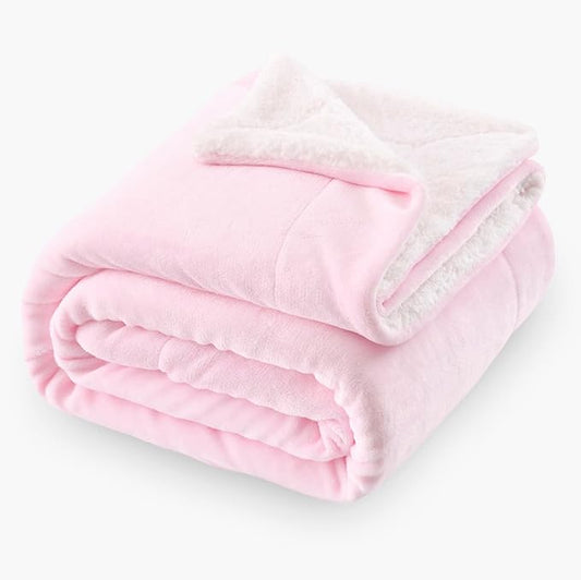 SOCHOW Sherpa Fleece Throw Blanket, Double-Sided Super Soft Luxurious Plush Blanket Twin Size, Light Pink, 60x80 inches