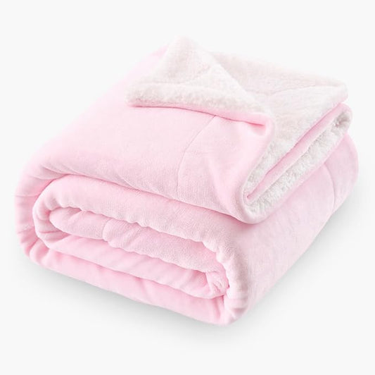 SOCHOW Sherpa Fleece Throw Blanket, Double-Sided Super Soft Luxurious Plush Blanket Throw Size, Light Pink, 50x60 inches