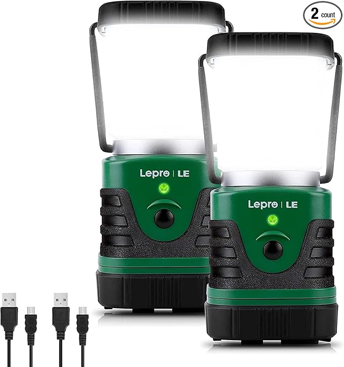 Lighting EVER 1000LM LED Camping Lantern Rechargeable, 4400mAh Power Bank, Camping Essential with 4 Light Modes, IP44 Waterproof Lantern Flashlight for Hurricane Emergency, Hiking, USB Cable Included