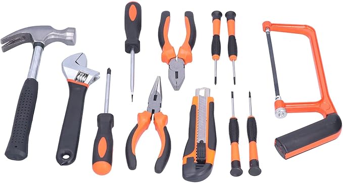 FIXMAN 45Pieces Professional Household Tool Kit Complete Repair Hand Tools Set with Storage Box High Carbon Steel Construction for Home Maintenance DIY Projects