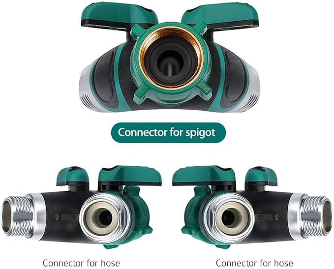 2 Way Y Hose Splitter, Garden Hose Connector with Comfortable Rubberized Grip with Outdoor Faucet, 3/4-inch (2-Packs)